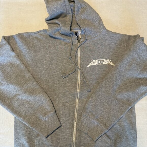 Vintage 1980's Ocean Pacific Gray Zip Front Hoodie Sweatshirt - Large - Picture 4 of 5